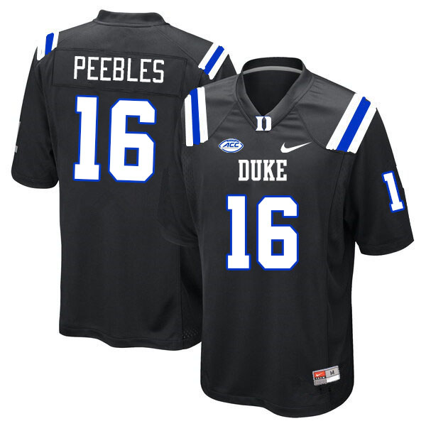 Men #16 Aeneas Peebles Duke Blue Devils College Football Jerseys Stitched-Black